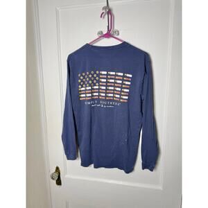 Simply Southern American Flag Shotgun Shell Graphic Navy Long Sleeve T-shirt SM